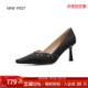 奥莱专供Nine 百搭 女水钻铆钉细跟高跟鞋 West 玖熙尖头浅口单鞋