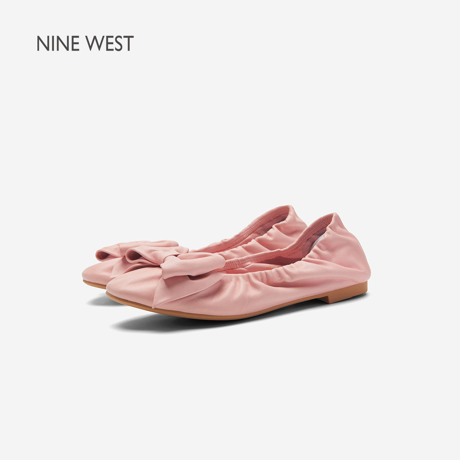 Nine West/玖熙2026年春夏低跟单鞋女圆头蝴蝶结芭蕾舞鞋女蛋卷鞋