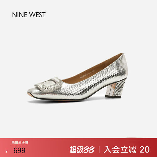 玖熙法式玛丽珍粗方头单鞋
