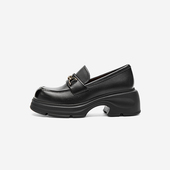 West 玖熙2025厚底乐福鞋 粗高跟真皮英伦小皮鞋 奥莱专供Nine 单鞋