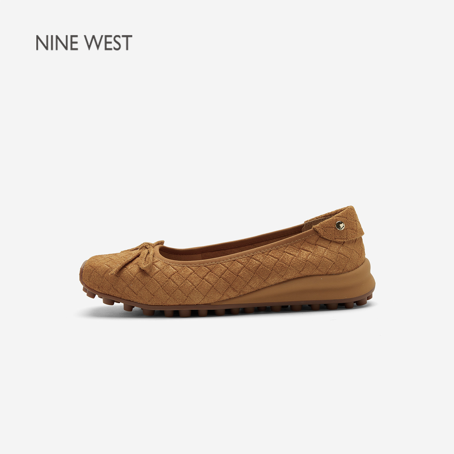 奥莱专供Nine West/玖熙2026春方头蝴蝶结浅口单鞋一脚蹬通勤女鞋