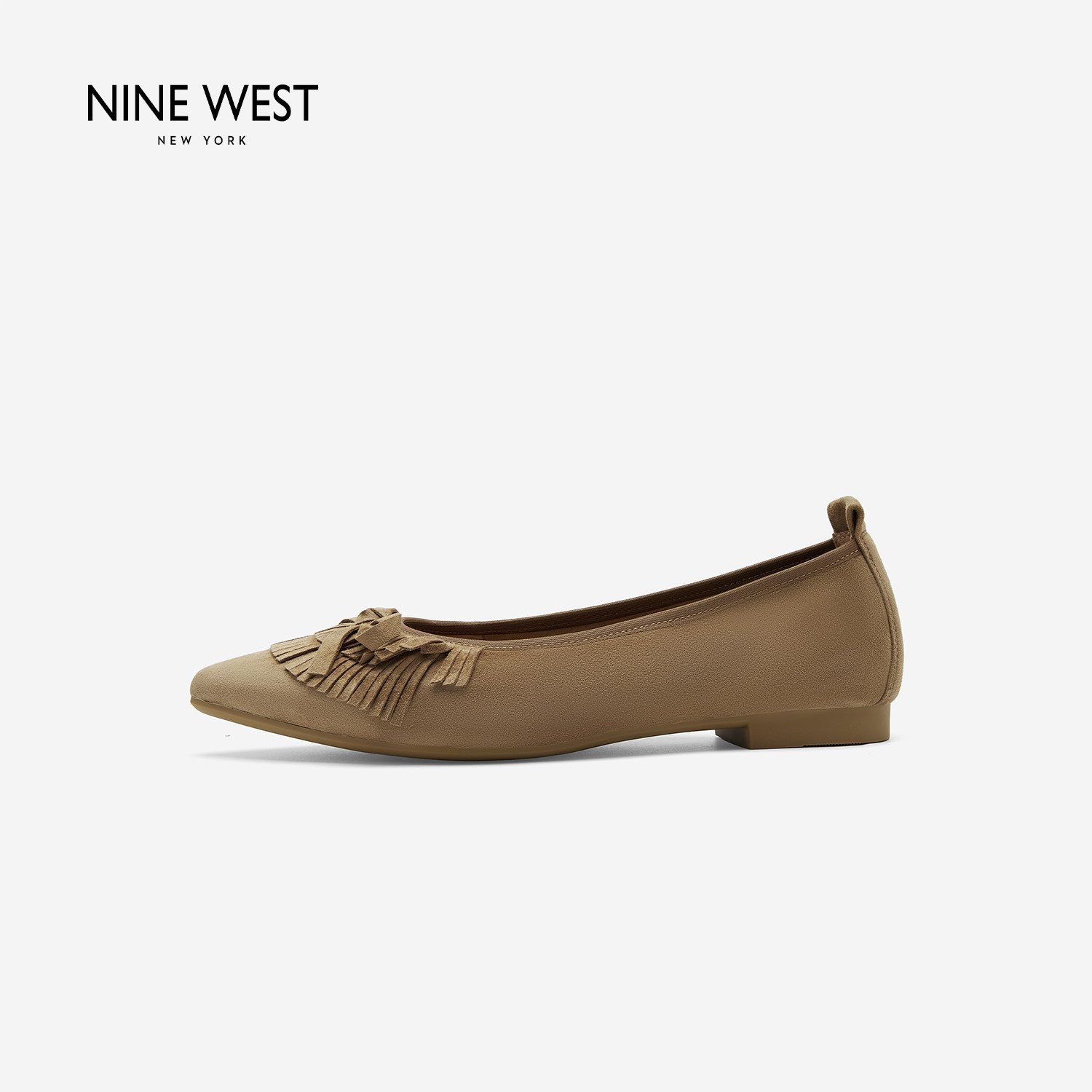 奥莱专供Nine West/玖熙温柔风蝴蝶结流苏浅口单鞋女通勤百搭女鞋