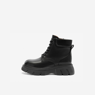 2025新款 玖熙马丁靴系带短靴女款 冬小个子厚底增高圆头 West Nine