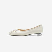 奥莱专供Nine 奥 女蝴蝶结圆头漆皮通勤女鞋 West 玖熙低跟浅口单鞋