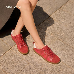 West 阿甘鞋 玖熙复古红色德训鞋 百搭休闲鞋 女2025秋冬新款 Nine