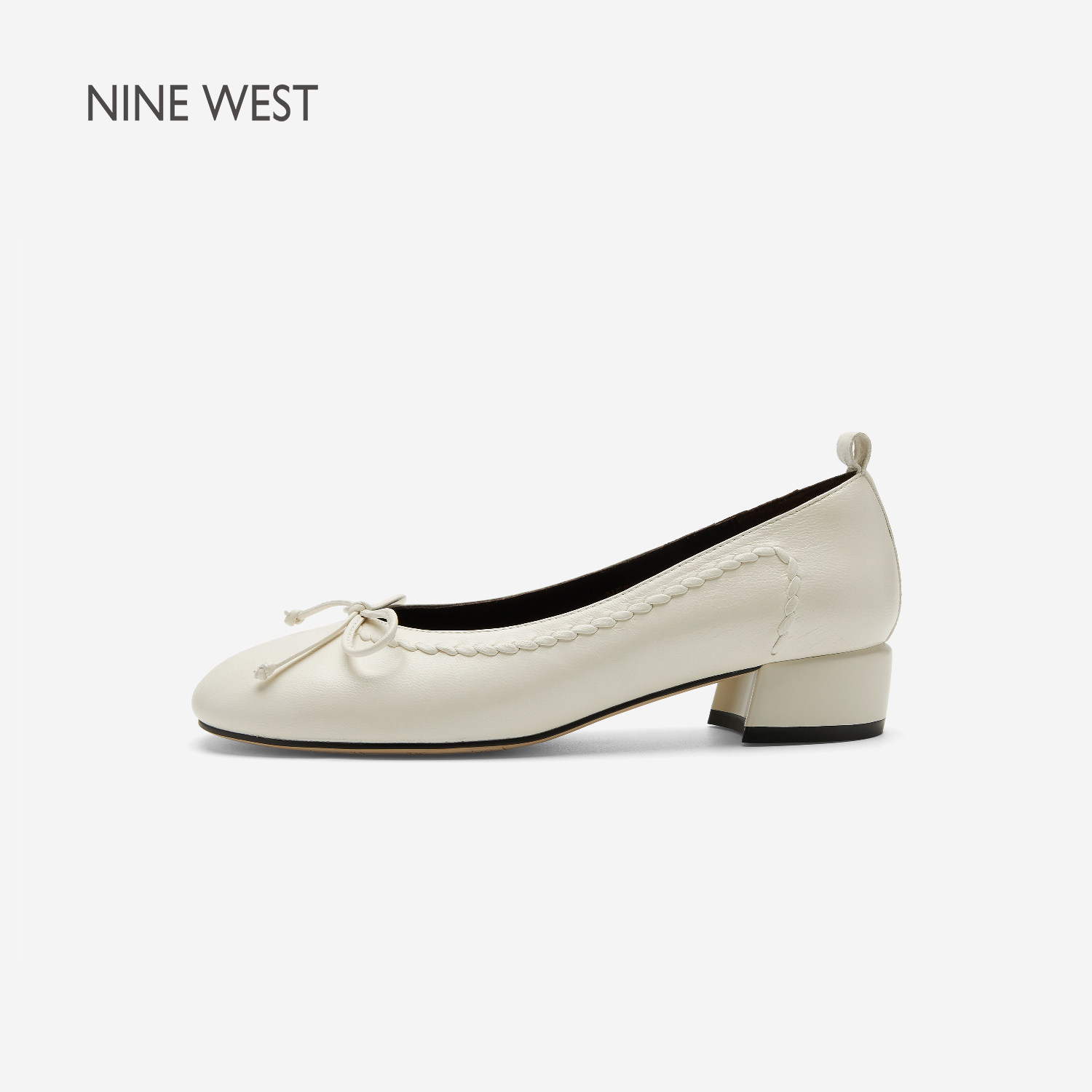 奥莱专供Nine West/玖熙2026年春夏粗跟单鞋女圆头蝴蝶结通勤女鞋