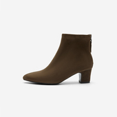 奥莱专供Nine 靴女尖头绒面粗跟短靴 高跟时装 West 玖熙2025年冬季