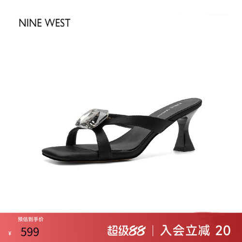 玖熙夏季水钻交叉带露趾凉拖女