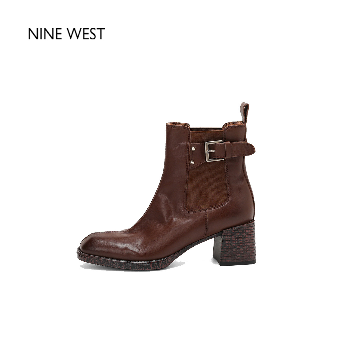 玖熙法式复古真皮粗跟高跟鞋靴