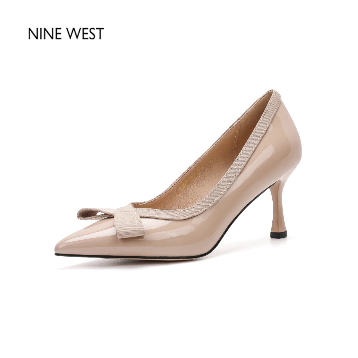奥莱专供Nine West/玖熙尖头高跟鞋女细跟蝴蝶结浅口单鞋通勤鞋