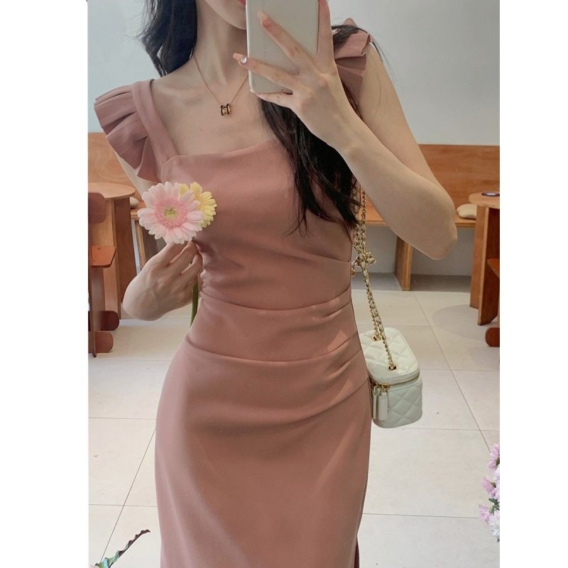 法式小飞袖连衣裙子女夏