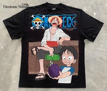 路飞海贼王日系动漫卡通短袖 水洗大师 Piece shirt T桖潮 One