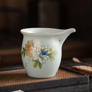 分茶器茶水匀杯 汝窑公道杯扒花家用功夫茶具茶海陶瓷开片汝瓷日式