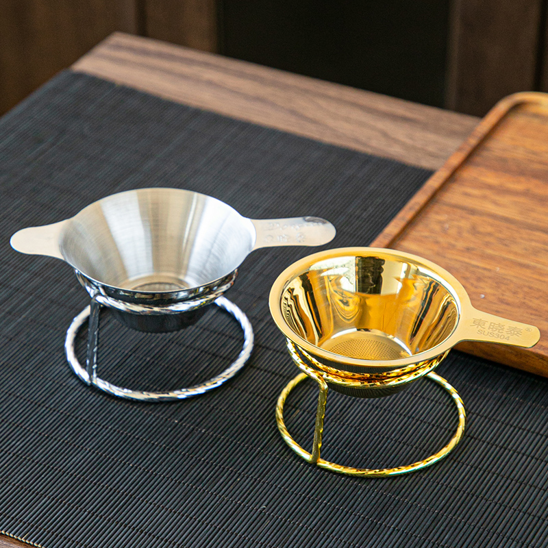 不锈钢茶漏细孔过滤网茶水分离器隔离网茶道配件茶滤茶隔双耳加厚