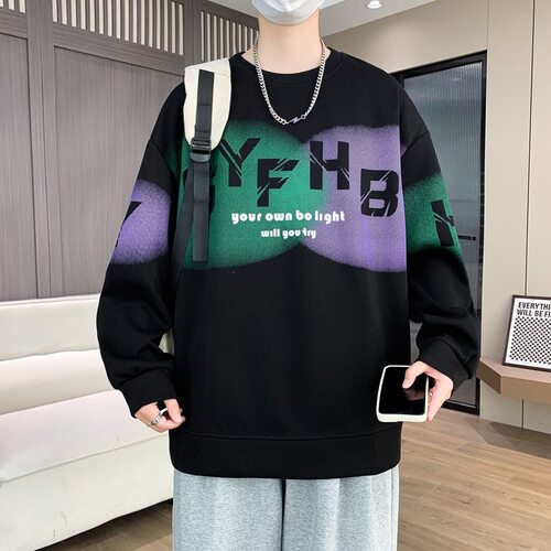 字母长袖宽松男生衣服高级感
