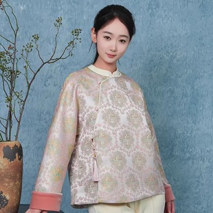 依山锦国风新中式 刺绣衬衣棉袄 宋锦100桑蚕丝厚外套上衣棉服衬衫