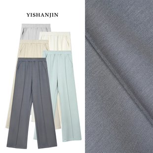 依山锦国风新中式羊毛直筒阔腿休闲裤窄版女款显瘦修身加厚冬季