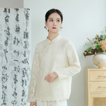 依山锦国风蕾丝羊毛内搭打底小衫衬衣上衣新中式女士冬季花边加厚