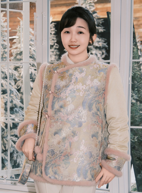 依山锦新中式宋锦100桑蚕丝外套棉服国风上衣小袄YSW5185