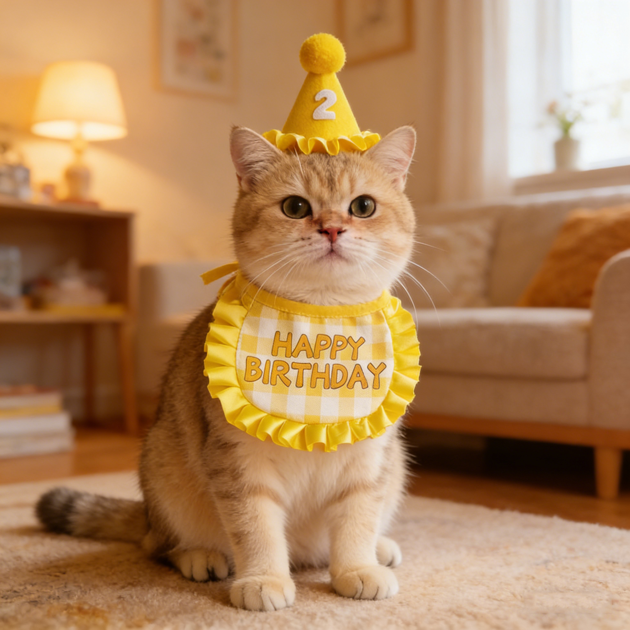 猫咪生日装扮围兜帽子小猫围脖装饰品狗狗口水巾宠物泰迪比熊围嘴