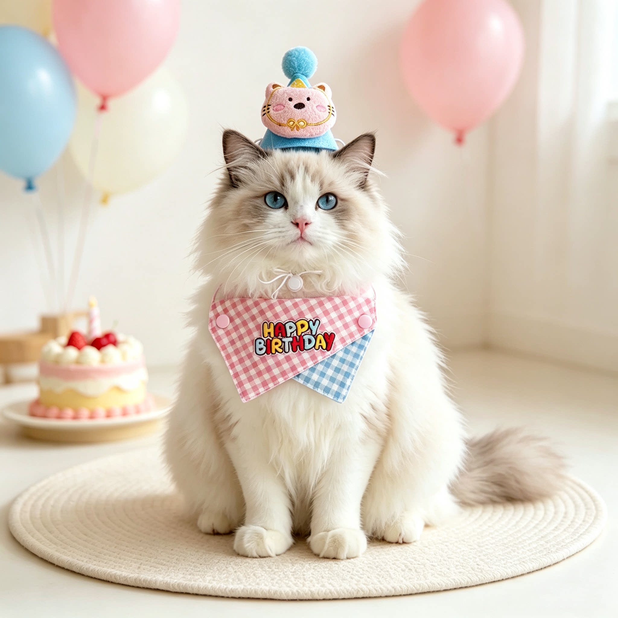 猫咪围兜宠物生日装扮三角巾帽子围脖狗狗口水巾蛋糕装饰拍照道具