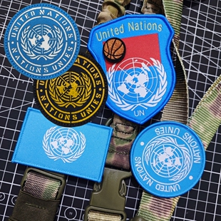 联合国魔术贴章雕刻反光徽章UN臂章战术背心贴夜光士气章夜光包贴