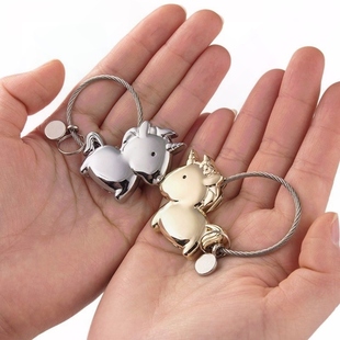 INS角马情侣钥匙扣挂件钢丝圈环链创意个性网红男女可爱书包挂饰