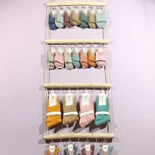 创意挂袜子实木袜架袜子收纳壁挂式带钩子袜子免打孔袜子挂件收纳