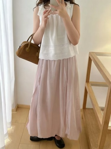 Eter 夏韩系波点绣花吊带减龄外穿上衣ins宽松刺绣花边背心女