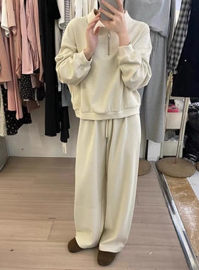 Eter 24韩春季休闲运动套装女宽松立领卫衣卫裤韩系慵懒风两件套