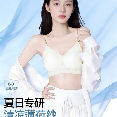 内衣女聚拢小胸防下垂超薄舒适透气凉感无痕美背细闪肩带吊带文胸
