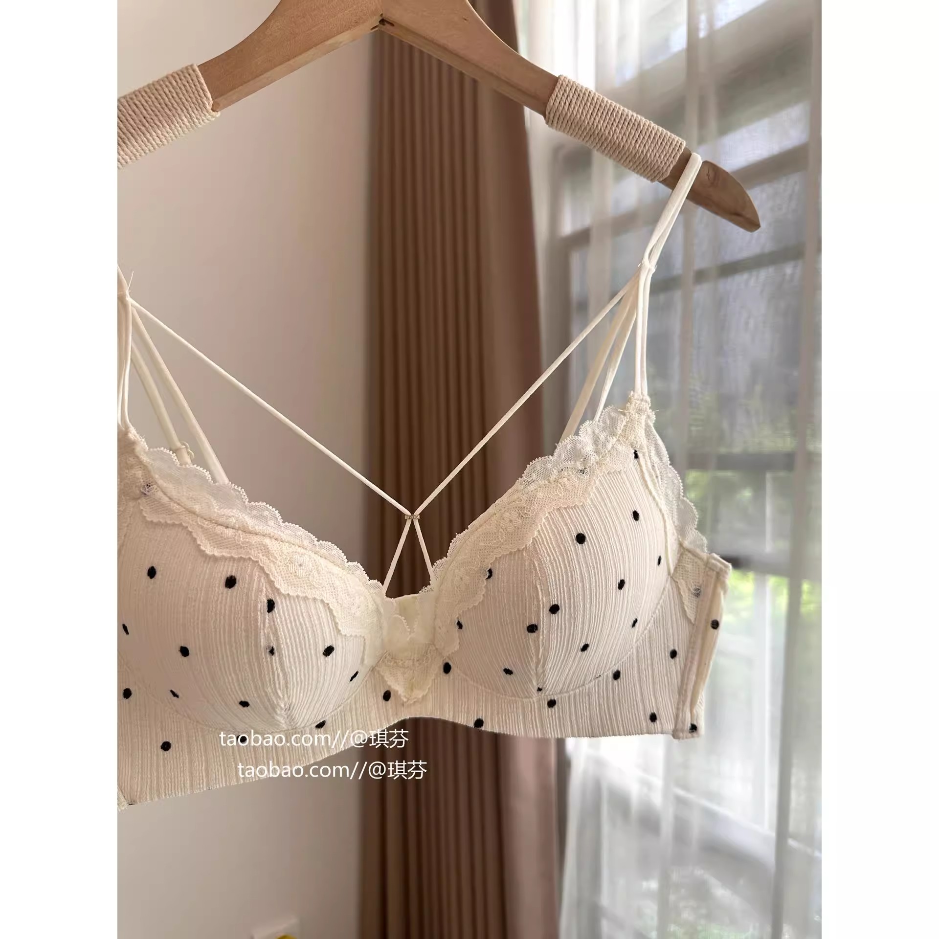 清新条纹波点内衣女小胸聚拢显大
