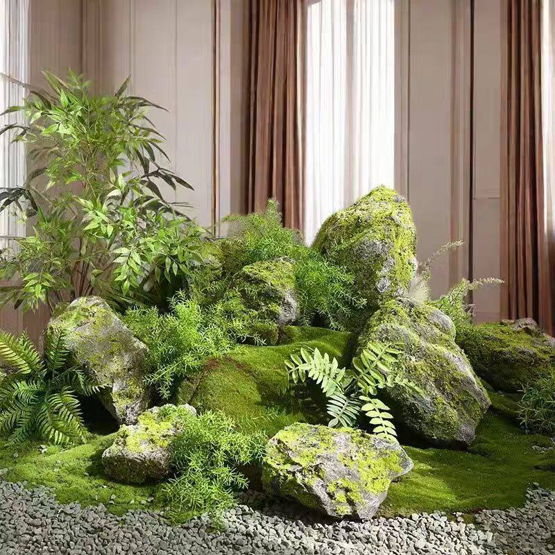 仿真青苔石头造景室内室外庭院布置假山装饰泡沫假石头摄影视道具