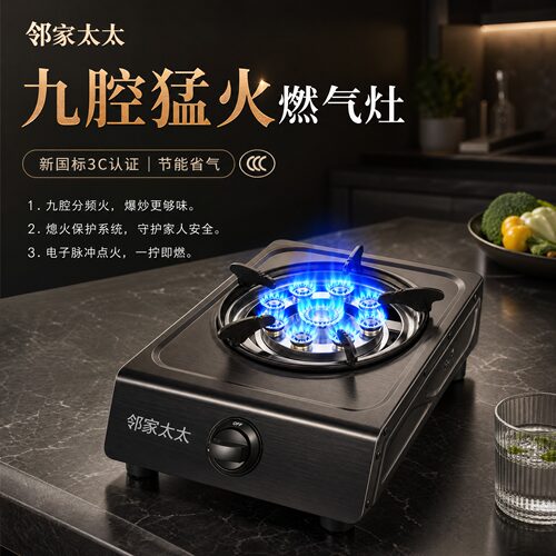 邻家太太出租屋熄保家用燃气灶台式灶天然气液化气煤气罐灶猛火炉