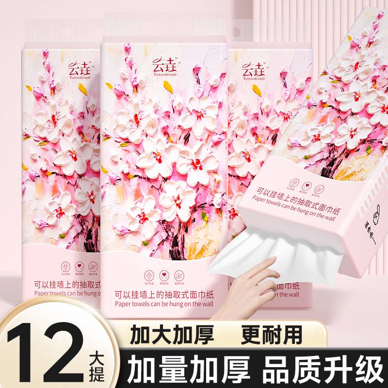 12大提车载悬挂式抽纸巾清洁纸巾湿水可用卫生擦手纸实惠促销装 - 谷核家居好物店