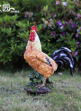 仿真公鸡雕塑玻璃钢招财大摆件生肖风水家居工艺装饰户外园林景观