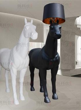 玻璃钢大马雕塑落地摆件酒店会所客厅大厅装饰工程室内摆设品户外