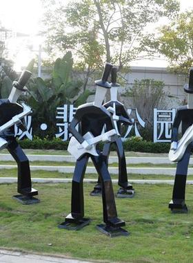 大型抽象音乐人雕塑玻璃钢主题摆件户外商场房产艺术学校人物装饰