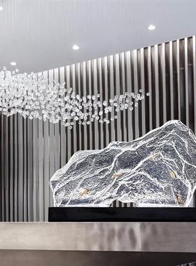 现代简约透明假山桌面摆件树脂雕塑酒店样板房客厅别墅装饰工艺品
