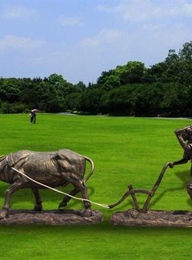 玻璃钢雕塑定制铸铜仿铜人物雕像农耕摆件户外广场大型景观装饰