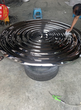 销售室外泳池不锈钢镜面水波纹雕塑金属创意波装饰艺术饰品