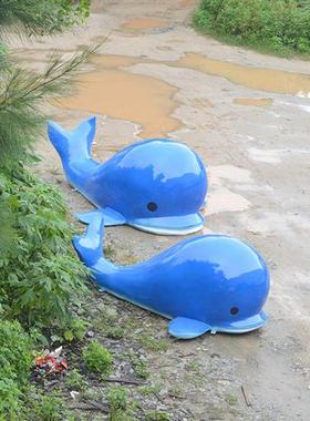 玻璃钢仿真海洋鲸鱼雕塑水上乐园喷泉沙滩池海豚装饰大型动物摆件