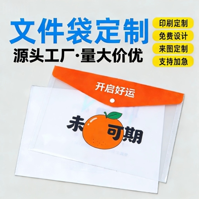 定制文件袋透明塑料档案袋学生用按扣袋定做a4资料袋印logo广告