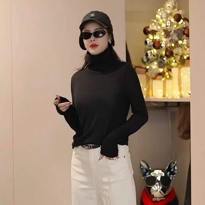 【多多还是多多】100超细高织扬子纱高领长袖羊毛针织衫4086