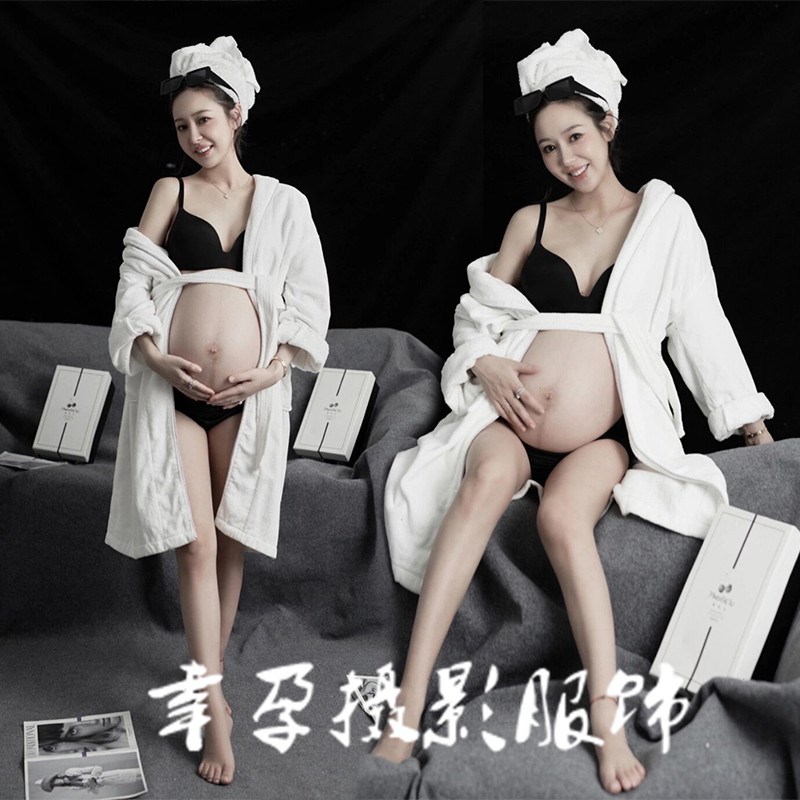 速发孕妇服照装白楼可爱性感影色浴袍孕期拍照个性居家主题艺术照