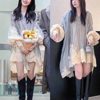 速发现货春丝寄情人周雨袖庄洁蕾色裙宽松泡泡彤连衣裙