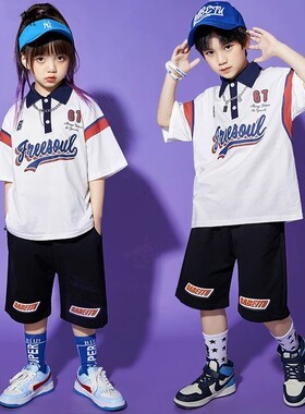 速发o儿街舞潮服嘻哈hiph少p套装男op孩衫演出服短裤宽松孩表演服