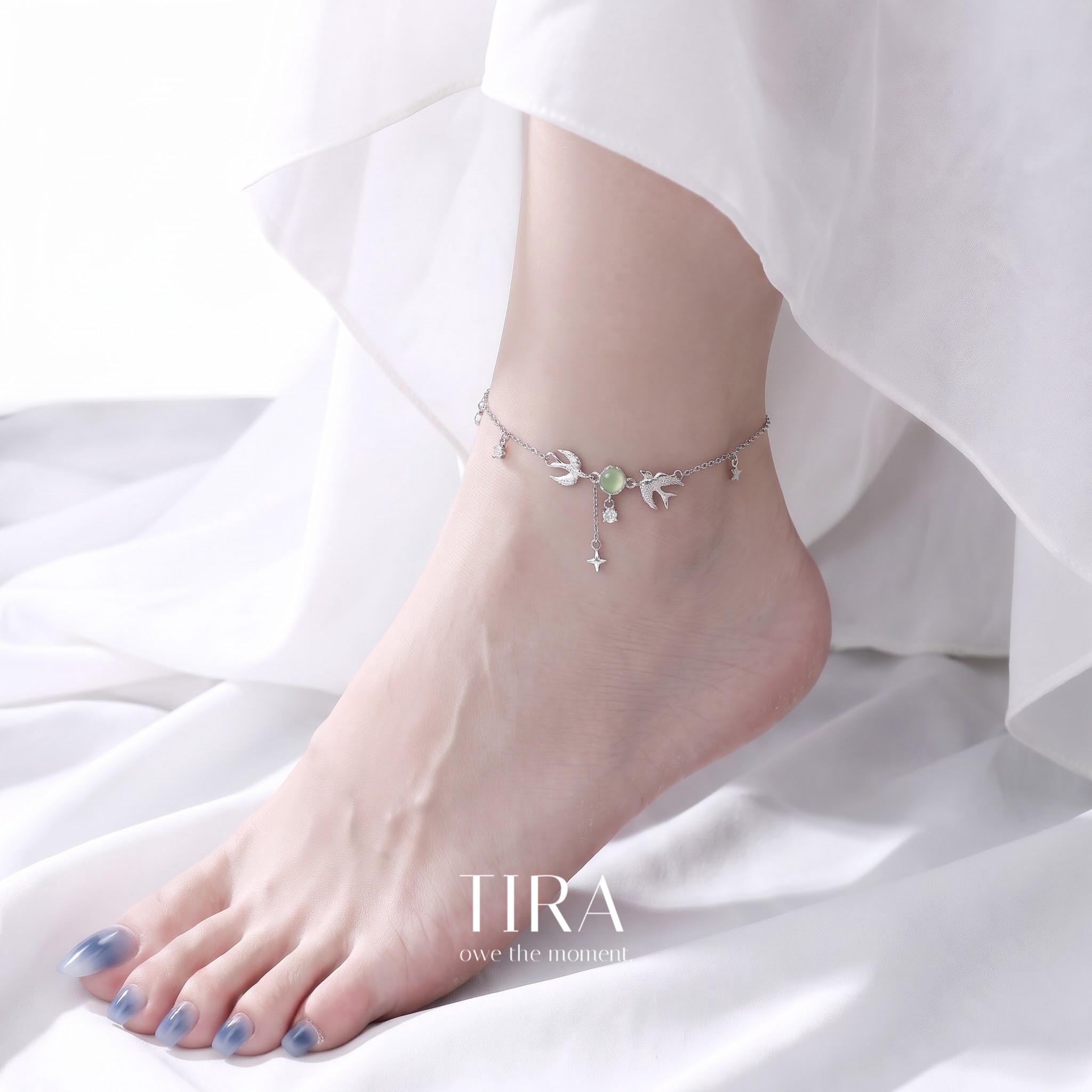北欧【设计师】TIRA Jewelry 蝴蝶纯银脚链女原创小众高级冷淡风