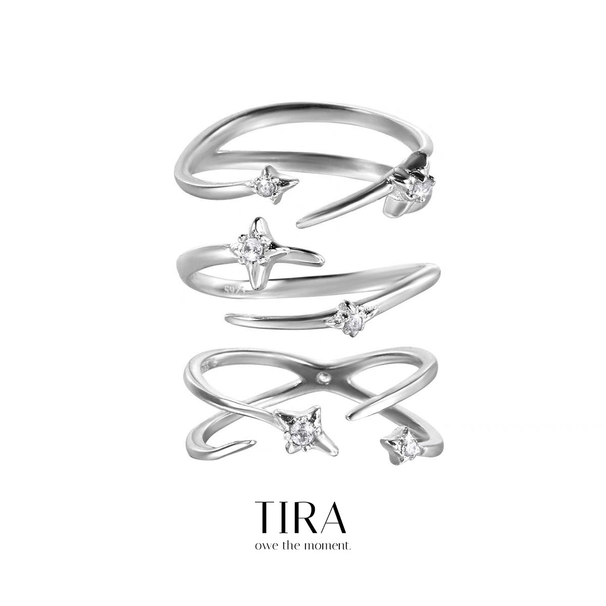 北欧【设计师】TIRA Jewelry 钛钢北极星戒原创设计冷淡开口尾戒