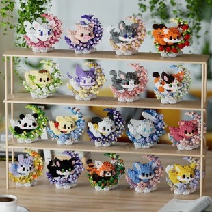 CLC潮乐创微颗粒拼装积木花前月下系列益智玩具代发批发